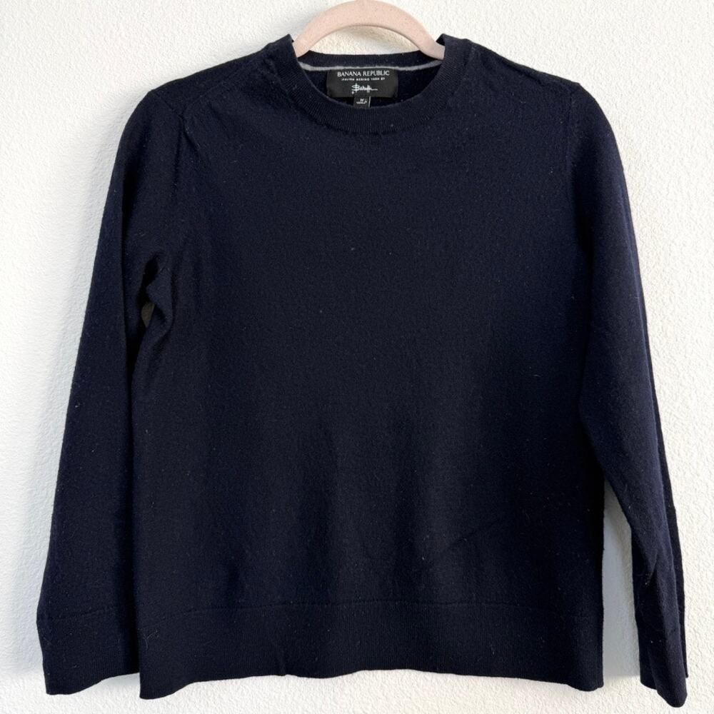 Banana Republic Italian Merino Wool Sweater Baruffa Yarn Navy Women M‎ Capsule